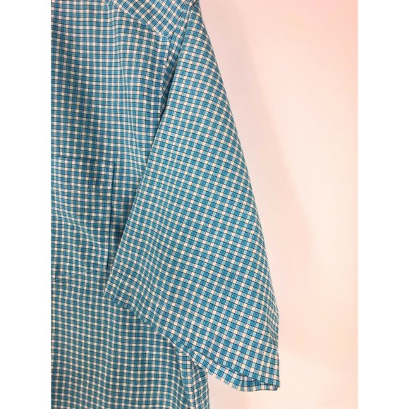 Dockers Men's 2XLT Short Sleeve Button Up Blue Check Cotton Blend Shirt A21 - Picture 3 of 4